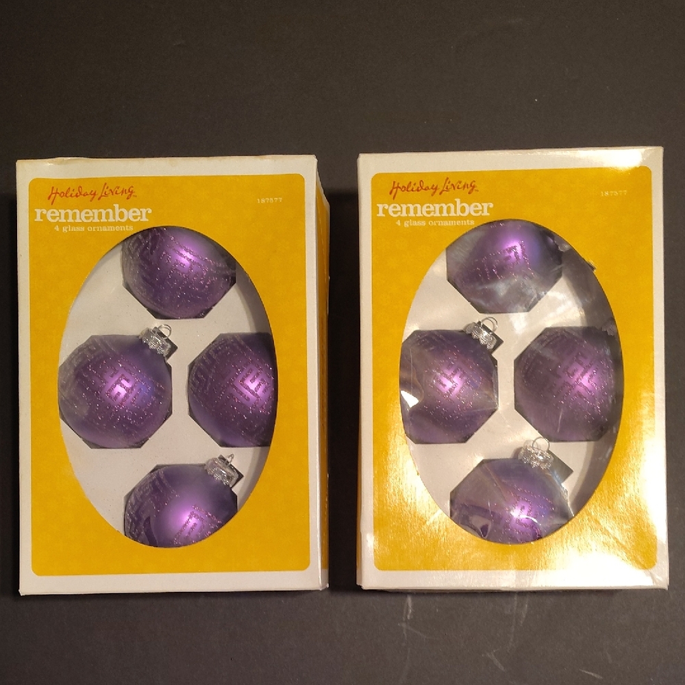 Holiday Living Purple Glass Ornaments Set